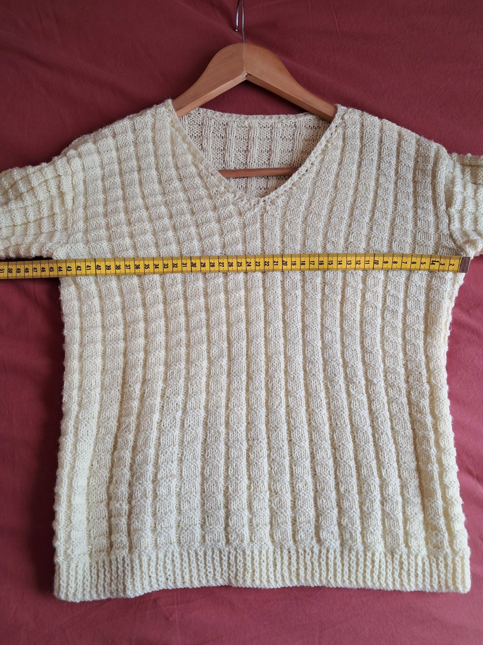 Hand-knitted yellow sweater size 34 36 with 3/4 sleeves – photo 4